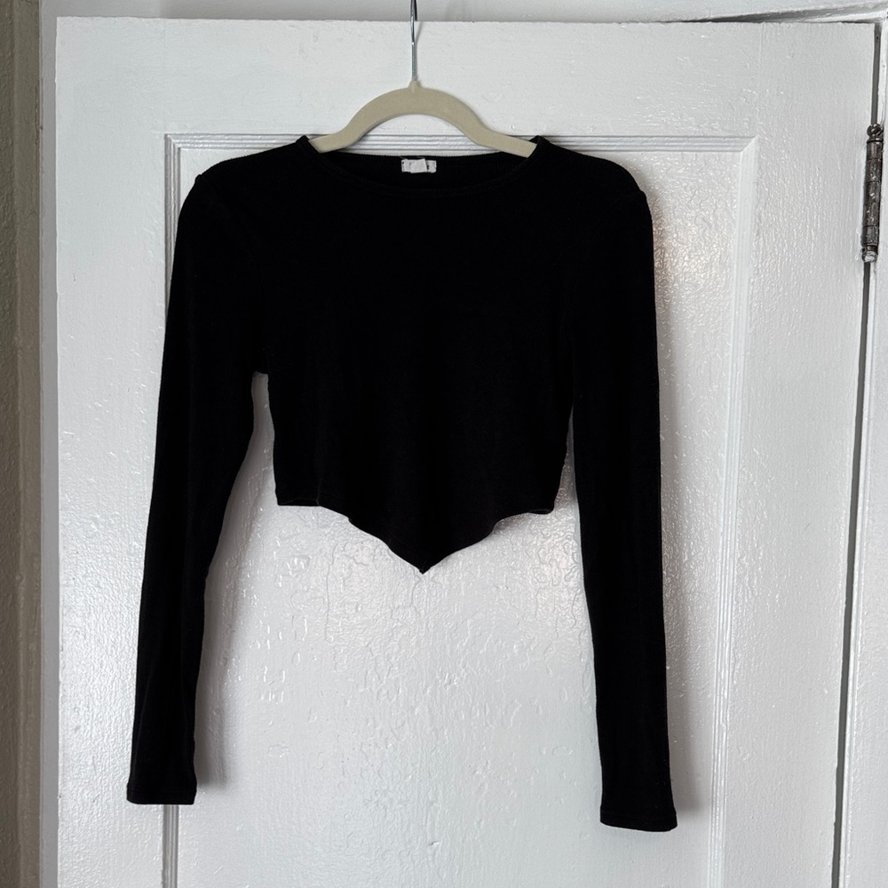 Garage Black Long Sleeve Crop Top